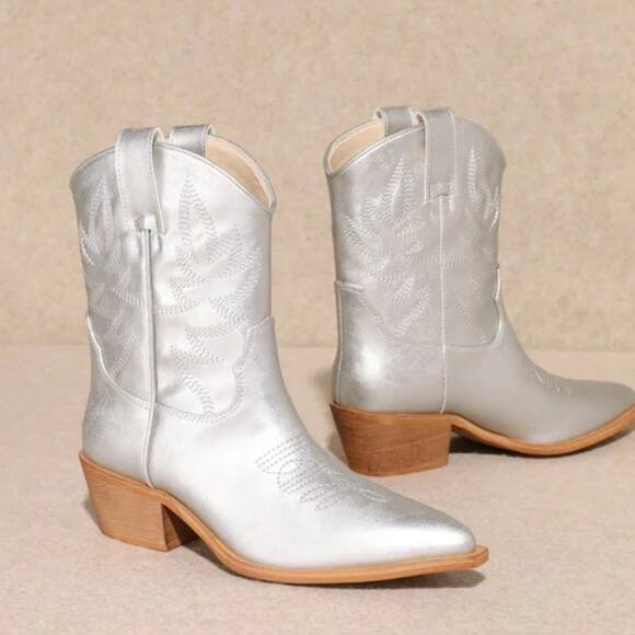 NWT Mi.iM Women's Claire Embroidered Mid Calf Metallic Western Cowboy Boots - Picture 5 of 7